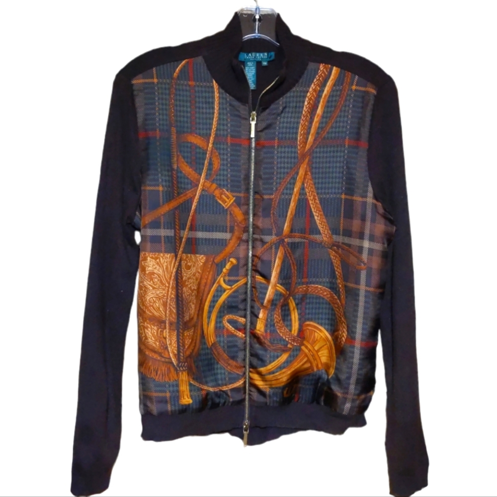 Ralph Lauren silk and cashmere zip up lightweight jacket